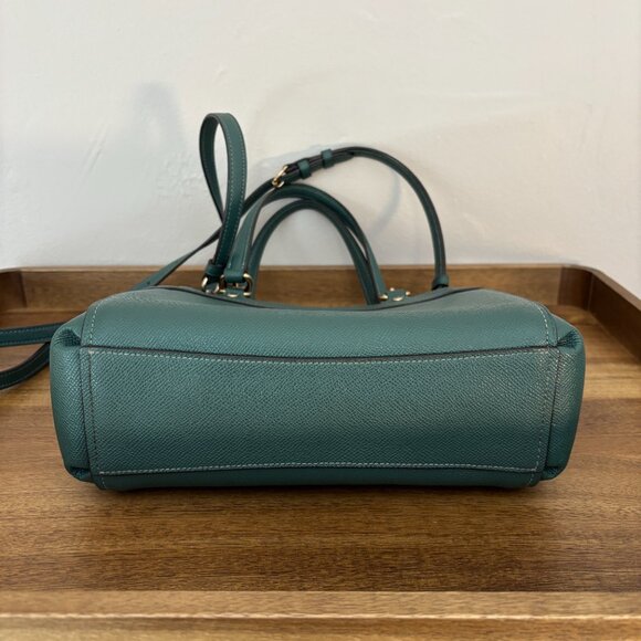 Coach Mini Brooke Dark Green Crossgrain Leather Carryall - Picture 11 of 15